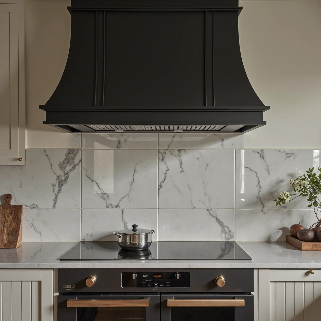 Idea 12: Luxurious Black and White Range Hood