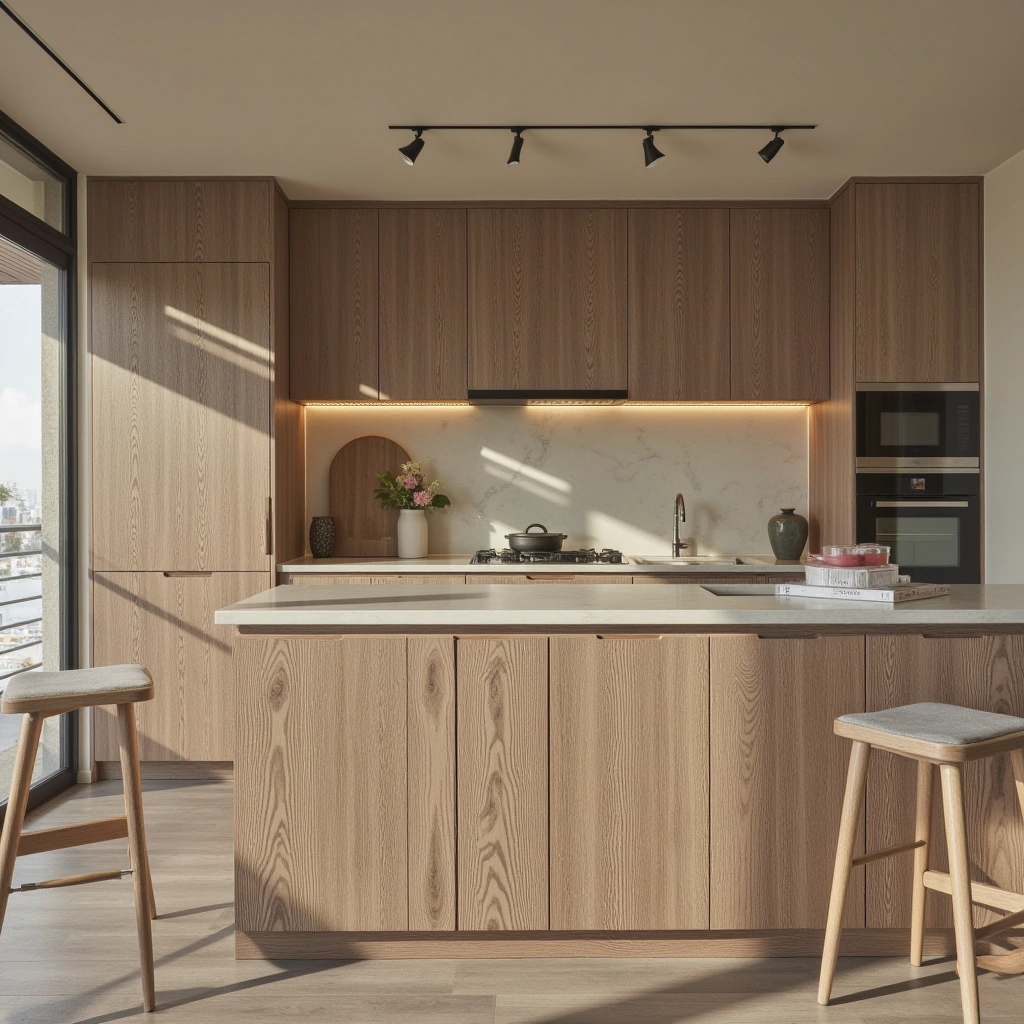 Modern Elegance with Light Wood Cabinets
