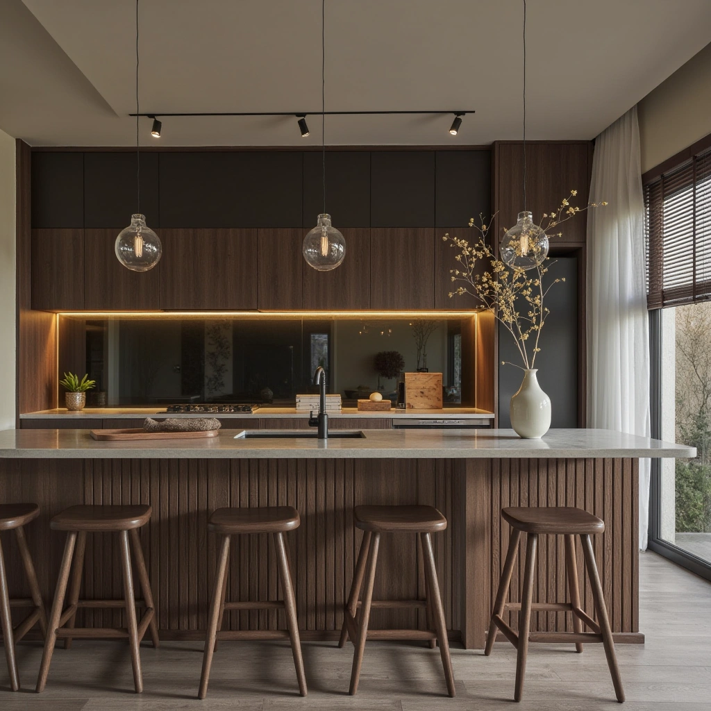 Dark Wood Accents for a Dramatic Touch
